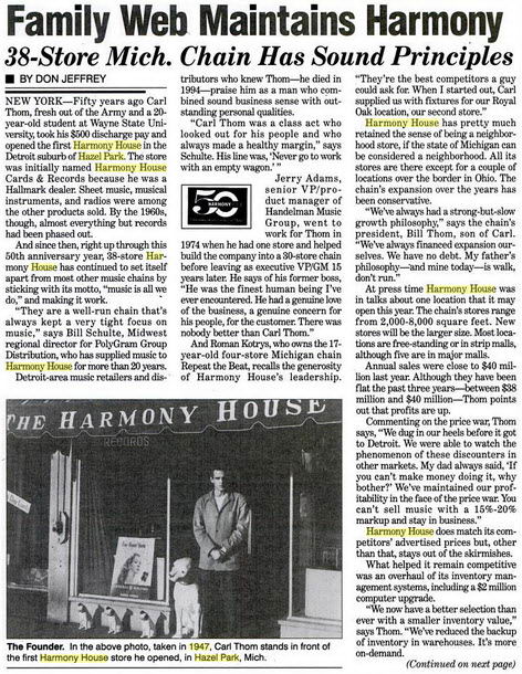 Harmony House Records and Tapes - Billboard Article From June 1997 (newer photo)
